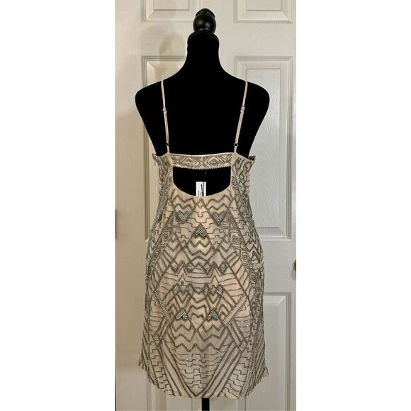 NWT Parker Monaco Beaded Open Back Shift Dress Women's Medium - Picture 4 of 11